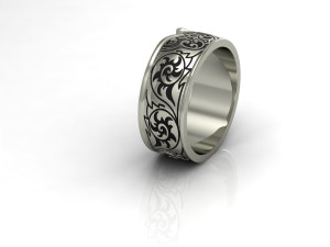 wedding ring with owl and enamel Model Cetak 3D