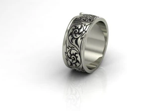 wedding ring with owl and enamel 3D Print Model