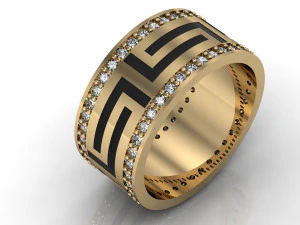 镶有宝石和珐琅的希腊结婚戒指 3D 打印模型