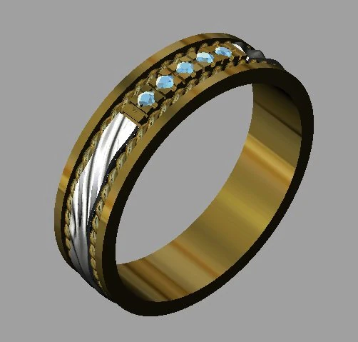 wave wedding ring with gems 3D Print Model .c4d .max .obj .3ds .fbx .stl .blend