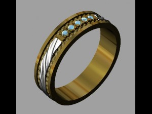 wave wedding ring with gems 3D Print Model