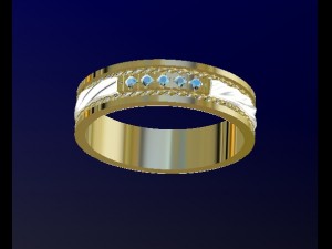 wave wedding ring with gems 3D Print Model