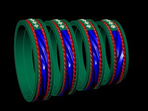 wave wedding ring with gems 3D Print Model