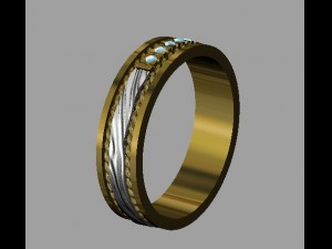 wave wedding ring with gems 3D Print Model