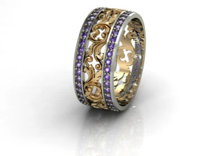 fashion wedding ring with gems 3D Print Model