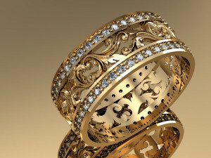 fashion wedding ring with gems 3D Druckmodell