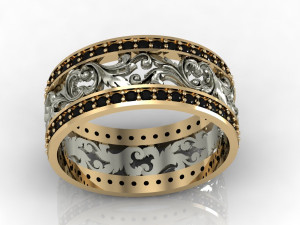 fashion wedding ring with gems 3D Druckmodell