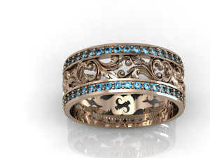 fashion wedding ring with gems 3D Druckmodell