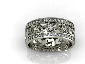 fashion wedding ring with gems 3D Druckmodell