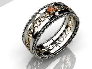 wedding ring with gem Modelo de Impressão 3D