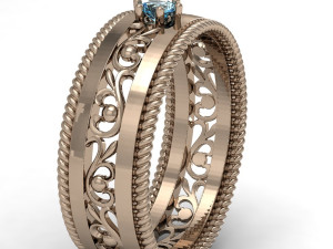 wedding ring with gem Modelo de Impressão 3D