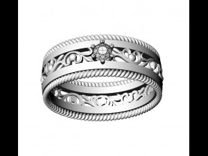 wedding ring with gem Modelo de Impressão 3D
