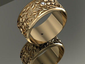 wedding ring with gems and flowers 3D प्रिंट मॉडल