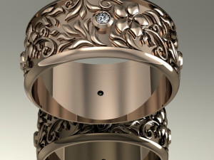 wedding ring with gems and flowers 3D प्रिंट मॉडल