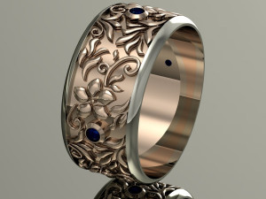 wedding ring with gems and flowers 3D प्रिंट मॉडल