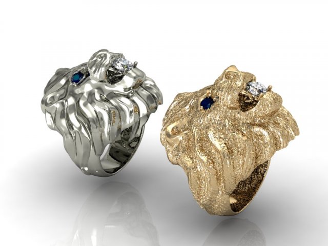 2 lion rings 3D प्रिंट मॉडल .c4d .max .obj .3ds .fbx .stl .blend 