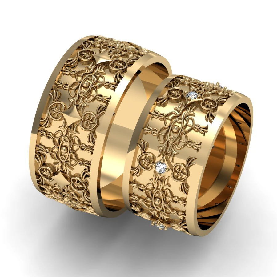 beautiful wedding rings with gems 3D Print Model .c4d .max .obj .3ds .fbx .stl .blend 