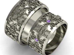 beautiful wedding rings with gems 3D Print Model