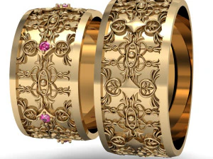 beautiful wedding rings with gems 3D Print Model
