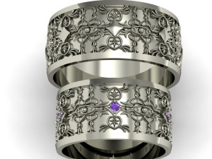 beautiful wedding rings with gems 3D प्रिंट मॉडल
