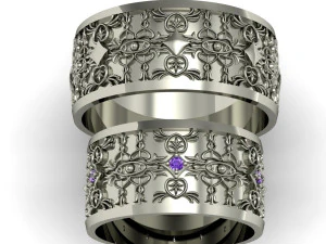 beautiful wedding rings with gems 3D Print Model