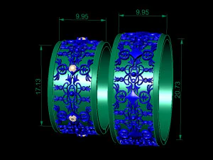 beautiful wedding rings with gems 3D Print Model