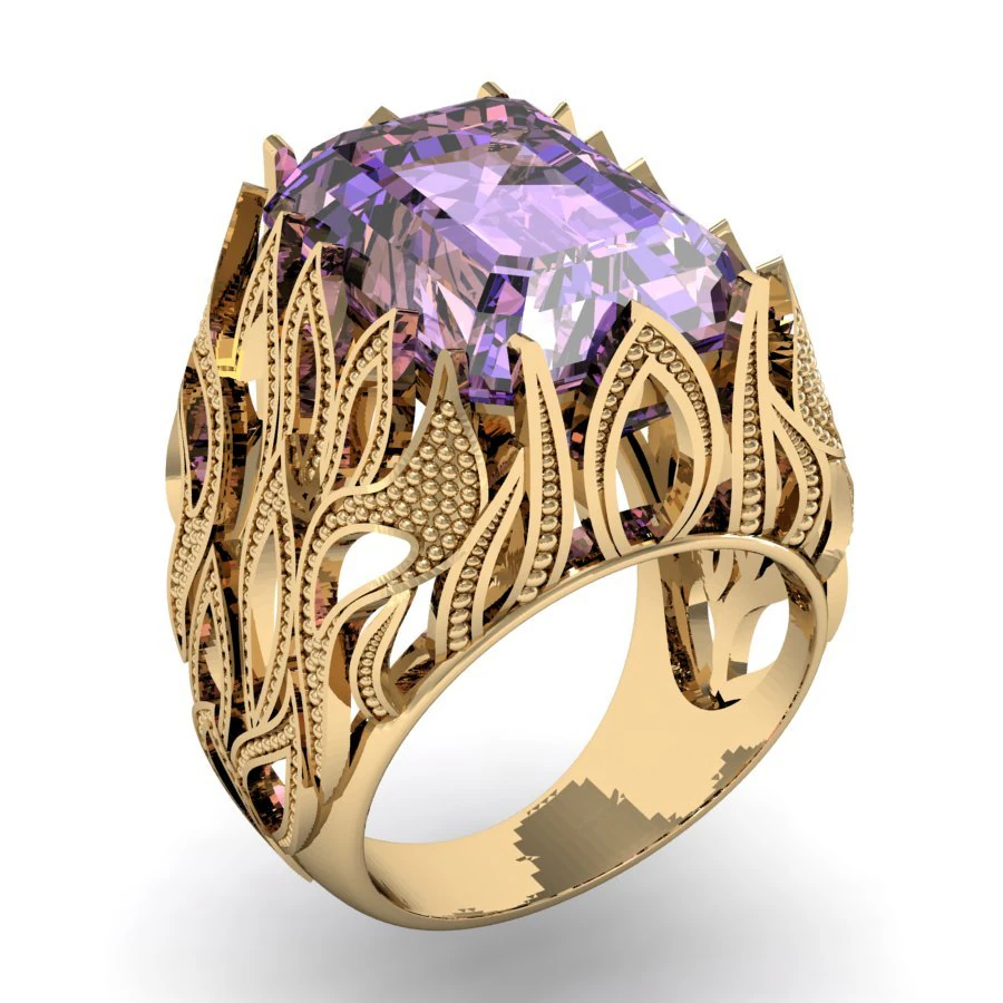 beautyful ring with emerald gem 3D Print Model .c4d .max .obj .3ds .fbx .stl .blend