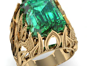 beautyful ring with emerald gem 3D Print Model