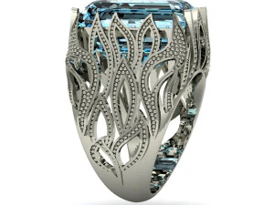 beautyful ring with emerald gem 3D Print Model