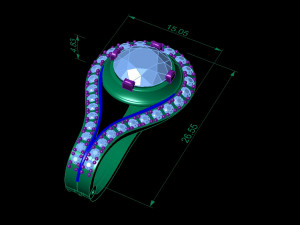 fashion earring with gems 3D Model