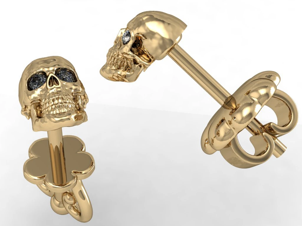 stud earring human scull 3D Print Model .c4d .max .obj .3ds .fbx .stl .blend 