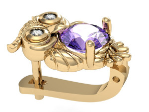fashion earring owl with gems Modèles 3D en vedette