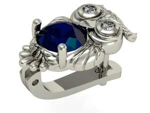 fashion earring owl with gems 3D Print Model