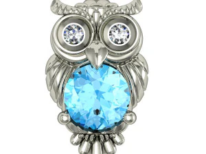fashion earring owl with gems 3D Print Model