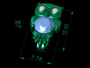 fashion earring owl with gems 3D Print Model