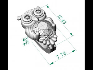 fashion earring owl with gems 3D Print Model