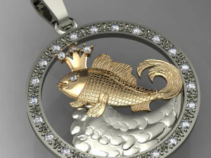 кулон із золотою рибкою 3D Принт Модель