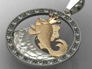 gold fish pendant 3D Print Model