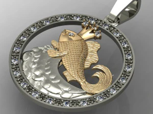 gold fish pendant 3D Print Model