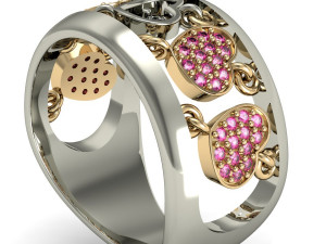 ring with moving hearts 3Dプリントモデル