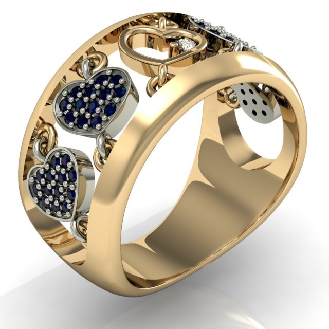 ring with moving hearts 3Dプリントモデル .c4d .max .obj .3ds .fbx .stl .blend 