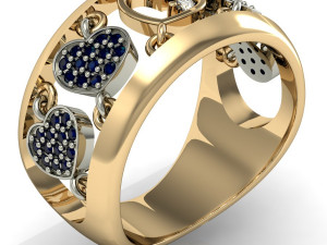 ring with moving hearts 3D प्रिंट मॉडल