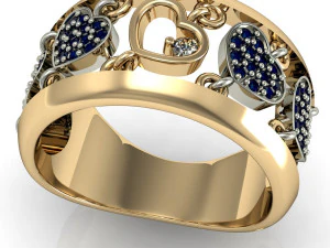 ring with moving hearts 3D Print Model