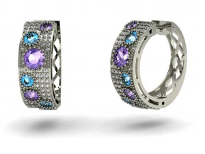 fashion earring with gems 3D Print Model