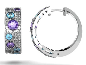 fashion earring with gems 3D Print Model