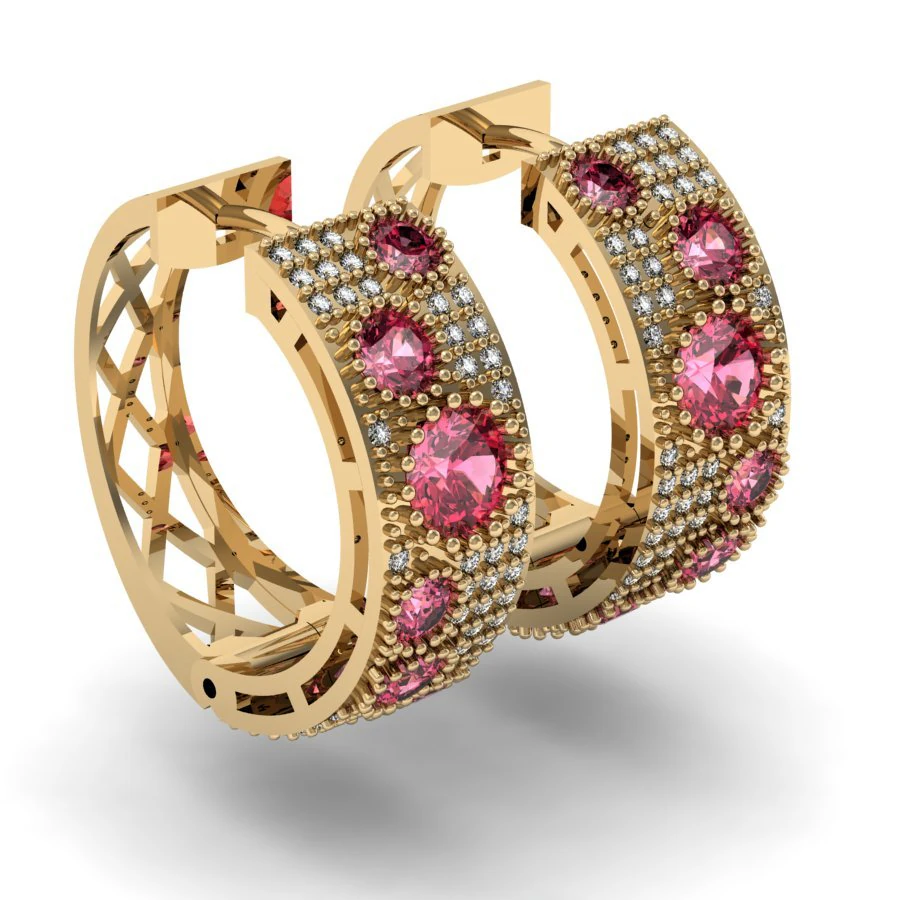 fashion earring with gems 3D Print Model .c4d .max .obj .3ds .fbx .stl .blend 
