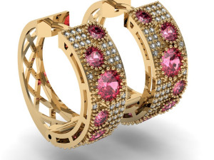 fashion earring with gems 3D Print Model