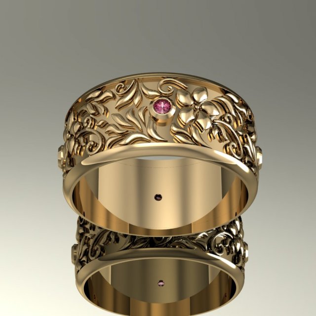 wedding ring with gemsand flowers Modello di stampa 3D .c4d .max .obj .3ds .fbx .stl .blend 