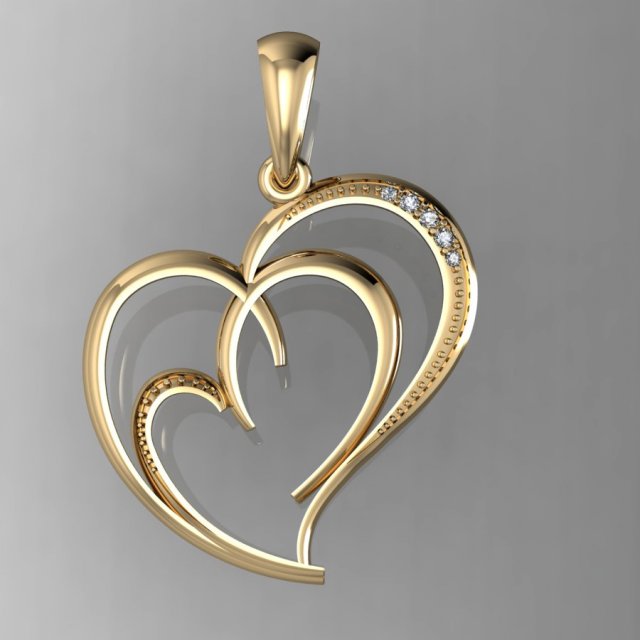 beautyful pendant hearts 3D 프린트 모델 .c4d .max .obj .3ds .fbx .stl .blend 