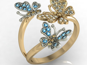 ring three butterflies 3D Print Model